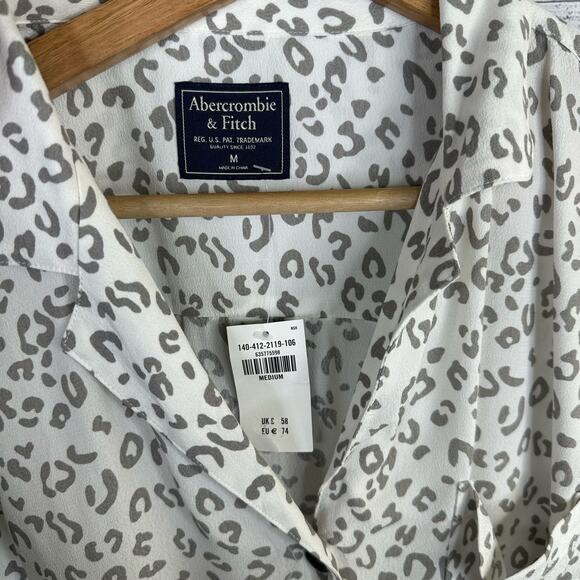 Abercrombie & Fitch Womens size Medium Leopard Cheetah Print Cropped Blouse NEW - Picture 9 of 12
